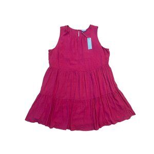 Draper James RSVP sleeveless tiered dress pockets pink knobby A-line lined